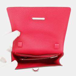 Pre Owned Hermes Chaine D'Ancre Compact Wallet Rose Extreme Chevre Shamqila