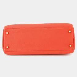 Pre Owned Hermes Kelly 32 Orange Poppy Taurillon Clemence Bag