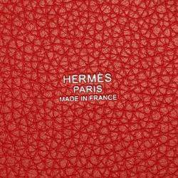Pre Owned Hermes Picotin Lock MM Touch Rouge Tomate/Rose Eglantine Taurillon Clemence Swift Leather Bag