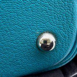 Pre Owned Hermes Bolide 31 Turquoise Chevre Myzore Goatskin Bag