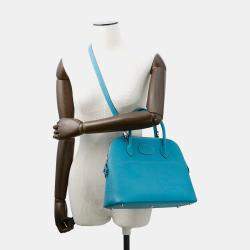 Pre Owned Hermes Bolide 31 Turquoise Chevre Myzore Goatskin Bag