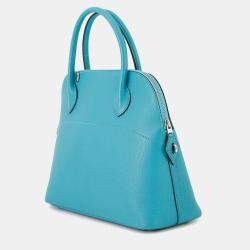 Pre Owned Hermes Bolide 31 Turquoise Chevre Myzore Goatskin Bag