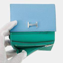 Pre Owned Hermes Bearn Combination Verso Celeste/Vert Jade Epsom