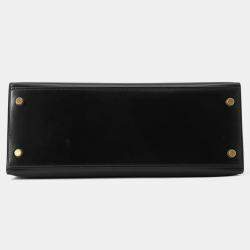 Pre Owned Hermes Kelly Sellier Black Box Calf Leather Size 28