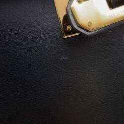 Pre Owned Hermes Kelly Sellier Black Box Calf Leather Size 28