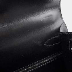 Pre Owned Hermes Kelly Sellier Black Box Calf Leather Size 28