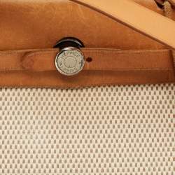 Pre Owned حقيبة هيرميس هيرباج 31 قماش تويلي إيكرو/طبيعي جلدي عجل فاش