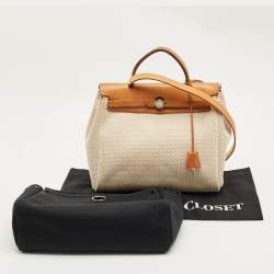 Pre Owned حقيبة هيرميس هيرباج 31 قماش تويلي إيكرو/طبيعي جلدي عجل فاش