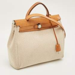 Pre Owned حقيبة هيرميس هيرباج 31 قماش تويلي إيكرو/طبيعي جلدي عجل فاش