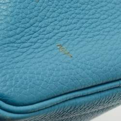 Pre Owned Hermes Bleu Jean Taurillon Clemence Leather Victoria II Fourre Tout 35 Bag