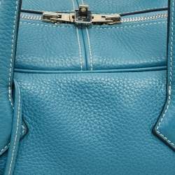 Pre Owned Hermes Bleu Jean Taurillon Clemence Leather Victoria II Fourre Tout 35 Bag