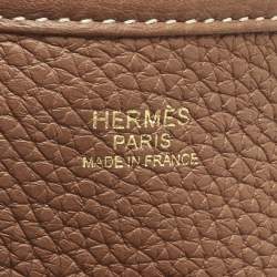 Pre Owned Hermes Gold Taurillon Clemence Leather Evelyne III PM Bag