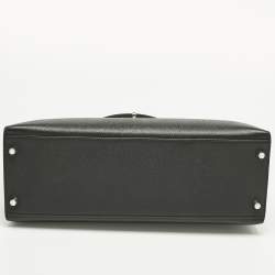 Pre Owned Hermes Noir Epsom Leather Palladium Finish Kelly Sellier 32 Bag