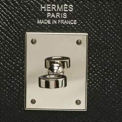 Pre Owned Hermes Noir Epsom Leather Palladium Finish Kelly Sellier 32 Bag