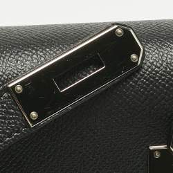 Pre Owned Hermes Noir Epsom Leather Palladium Finish Kelly Sellier 32 Bag