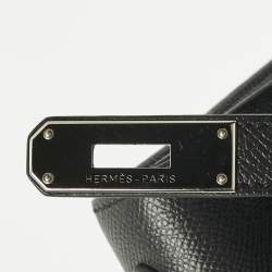 Pre Owned Hermes Noir Epsom Leather Palladium Finish Kelly Sellier 32 Bag