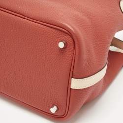 Pre Owned Hermes Rouge Tomate/Rose Elegante Taurillon Clemence Leather Picotin Lock 18 Bag