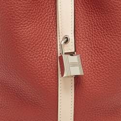 Pre Owned Hermes Rouge Tomate/Rose Elegante Taurillon Clemence Leather Picotin Lock 18 Bag