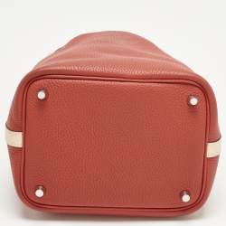 Pre Owned Hermes Rouge Tomate/Rose Elegante Taurillon Clemence Leather Picotin Lock 18 Bag