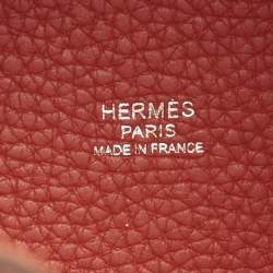Pre Owned Hermes Rouge Tomate/Rose Elegante Taurillon Clemence Leather Picotin Lock 18 Bag