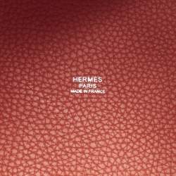Pre Owned Hermes Rouge Tomate/Rose Elegante Taurillon Clemence Leather Picotin Lock 18 Bag