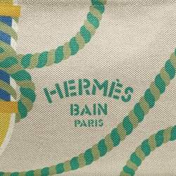 Pre Owned Hermes Beige Printed Bain Canvas Case