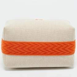Pre Owned Hermes Orange/Beige Toile H Canvas Small Bride-a-Brac Case