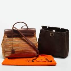 Pre Owned Hermes Multicolor Vibrator Leather and Vache Hunter Herbag Zip 31 Bag