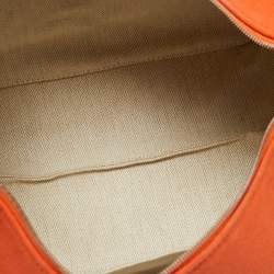 Pre Owned Hermes Orange Feu Canvas Large Bride-a-Brac Pouch