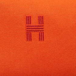 Pre Owned Hermes Orange Feu Canvas Large Bride-a-Brac Pouch