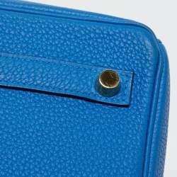 Pre Owned Hermes Bleu Zellige Togo Leather Gold Finish Birkin 25 Bag