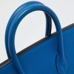 Pre Owned Hermes Bleu Zellige Togo Leather Gold Finish Birkin 25 Bag