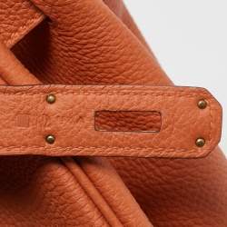Pre Owned Hermes Orange Togo Leather Gold Finish Birkin 35 Bag