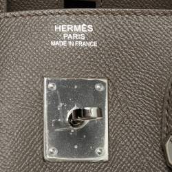 Pre Owned Hermes Etain Epsom Leather Palladium Finish Birkin 35 Bag