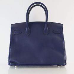 Pre Owned Hermes Birkin 30 Blue Saphir Epsom Bag 