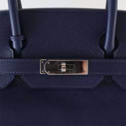 Pre Owned Hermes Birkin 30 Blue Saphir Epsom Bag 
