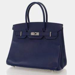 Pre Owned Hermes Birkin 30 Blue Saphir Epsom Bag 
