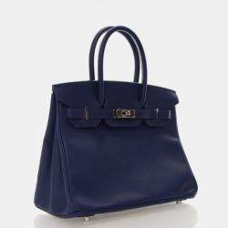 Pre Owned Hermes Birkin 30 Blue Saphir Epsom Bag 