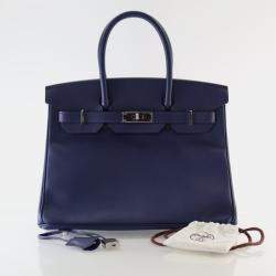 Pre Owned Hermes Birkin 30 Blue Saphir Epsom Bag 