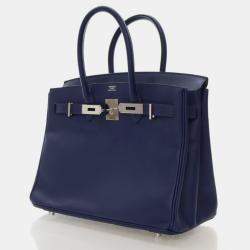 Pre Owned Hermes Birkin 30 Blue Saphir Epsom Bag 