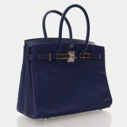Pre Owned Hermes Birkin 30 Blue Saphir Epsom Bag 