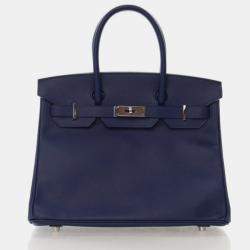 Pre Owned Hermes Birkin 30 Blue Saphir Epsom Bag 