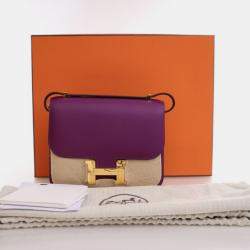 Pre Owned Hermes Mini Constance 18 Anemone Evercolor Shoulder Bag