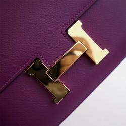 Pre Owned Hermes Mini Constance 18 Anemone Evercolor Shoulder Bag