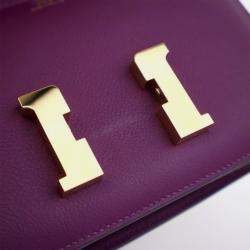 Pre Owned Hermes Mini Constance 18 Anemone Evercolor Shoulder Bag