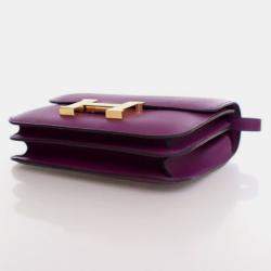 Pre Owned Hermes Mini Constance 18 Anemone Evercolor Shoulder Bag