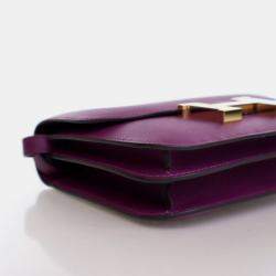 Pre Owned Hermes Mini Constance 18 Anemone Evercolor Shoulder Bag