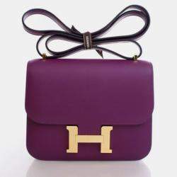 Pre Owned Hermes Mini Constance 18 Anemone Evercolor Shoulder Bag
