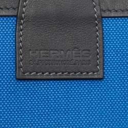Pre Owned Hermes Bleu de France/Caban Militaire Canvas and Swift Leather Steeple 25 Bag