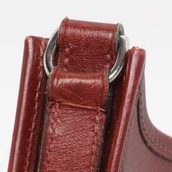 Pre Owned Hermes Rouge Grenat Box Calf Long Strap Evelyne TPM Bag